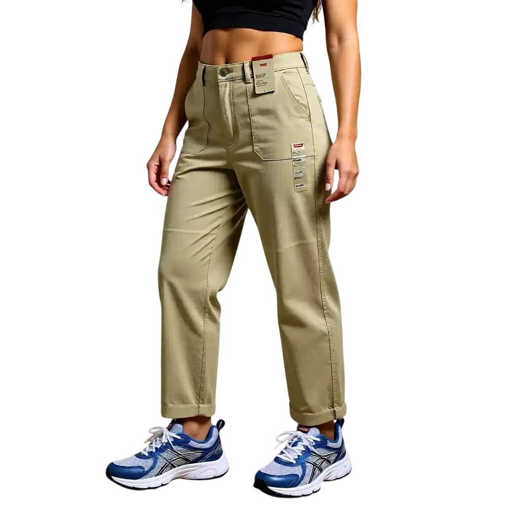 Levi's Womens Utility Pants Khaki Mid Rise Slim Hip Thigh Ankle 31x29 NWT